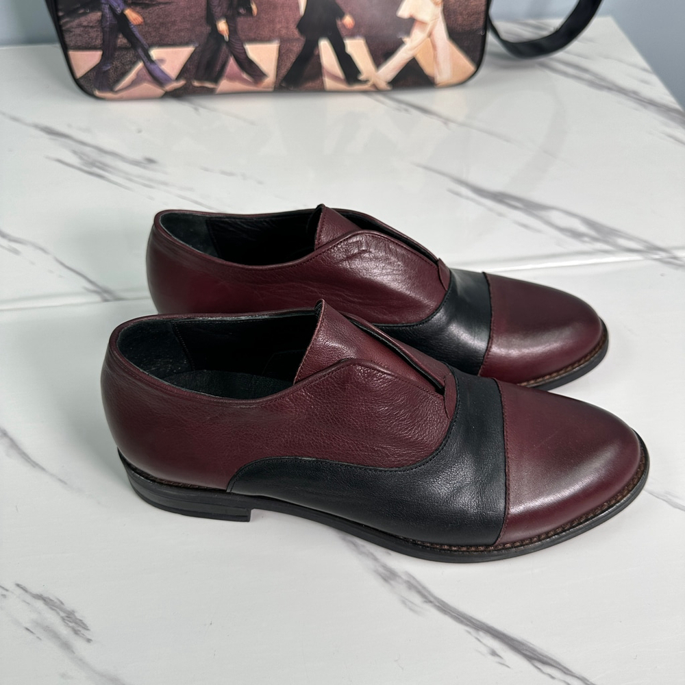 Professional Loafer Bueno Leather Oxblood Slip On Shoes Office Chic 39 US 8.5 - Picture 3 of 8